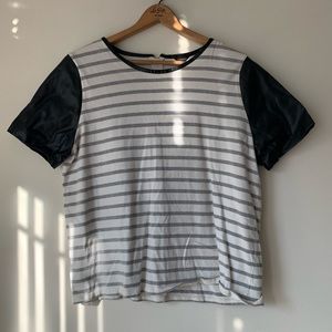 Ann Taylor Boxy striped duo fabric t-shirt